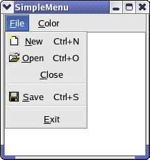 SimpleMenu on RedHat 9 - GTK/Gnome